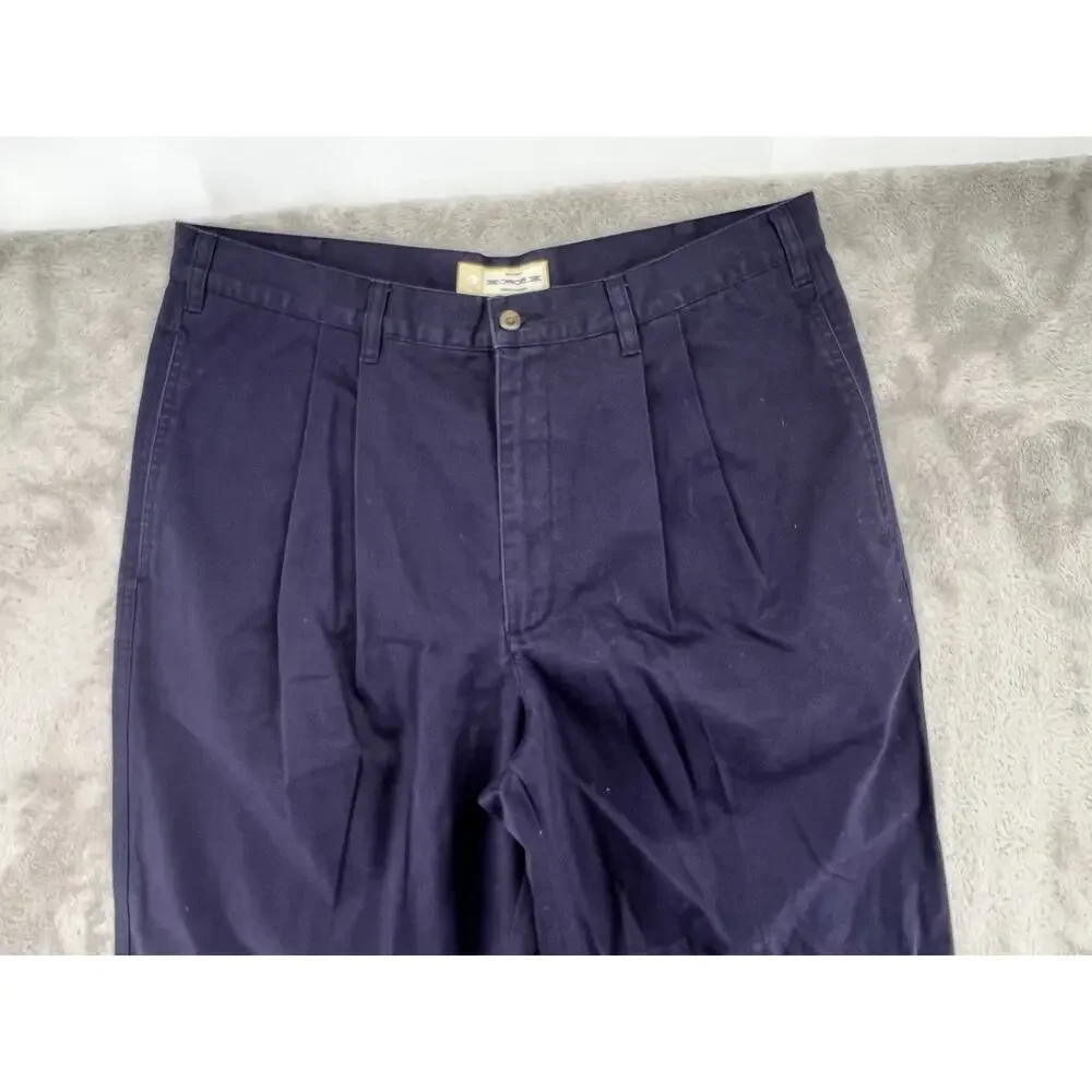 Vintage Cherokee Navy Pleated Chino Pants Men’s 38x30 Relaxed Straight Leg